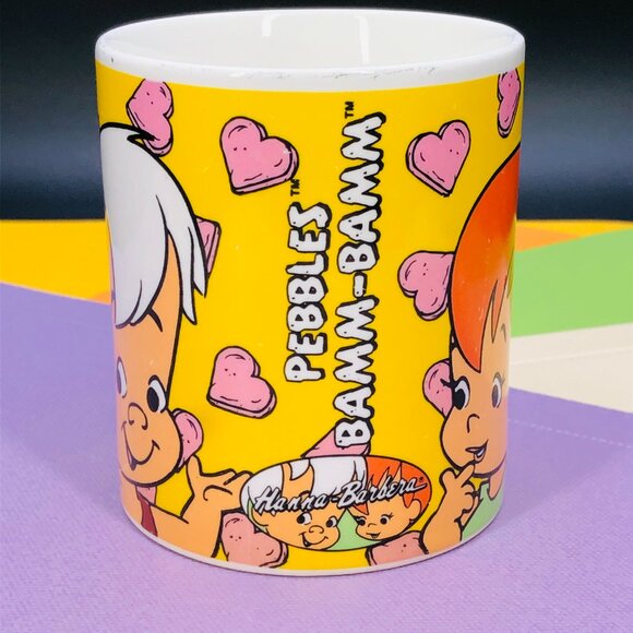 Vintage 1993 The Flintstones Pebbles Bamm-Bamm Coffee Mug, Valentine Day Gift - Picture 2 of 10